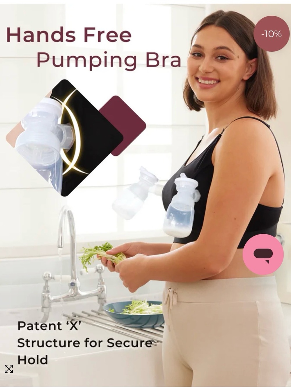 Hands-Free Black Pumping Bra - Comfortable Support for Nursing